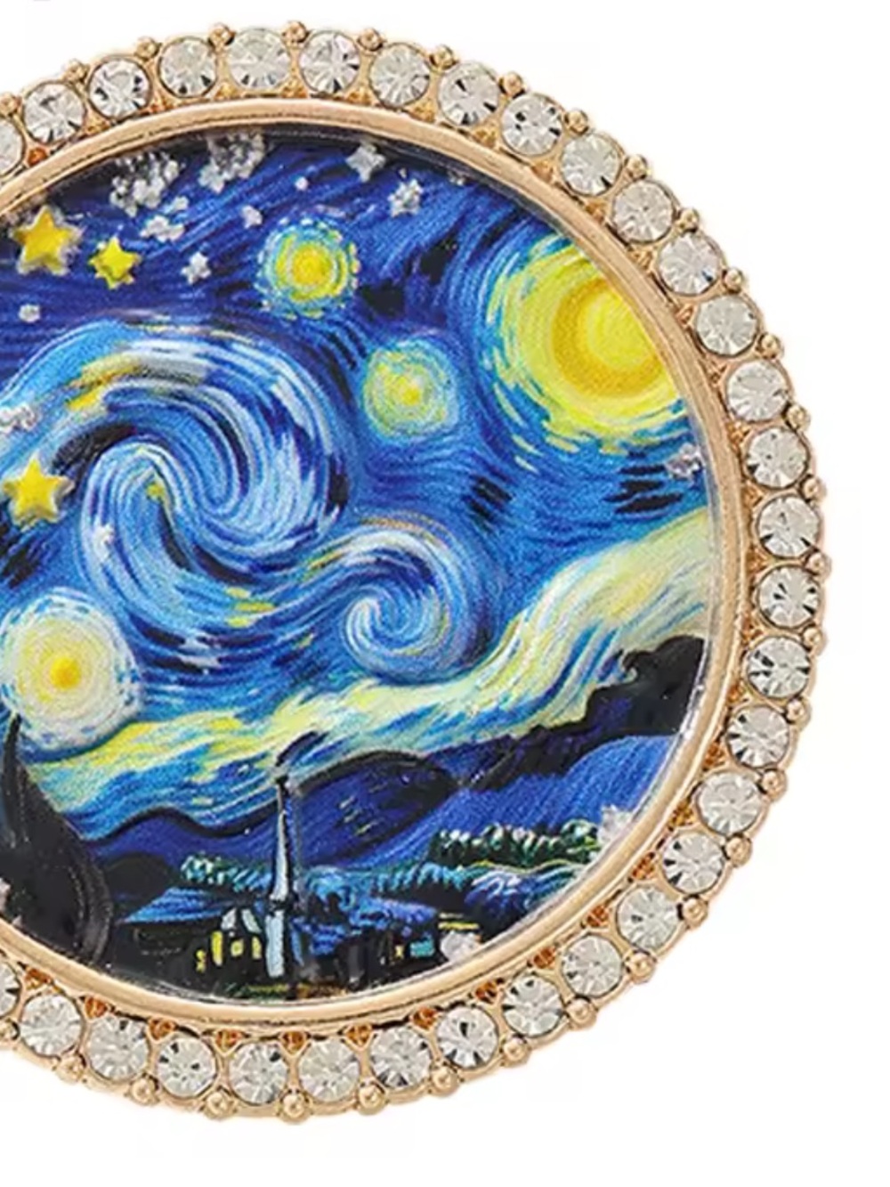 Starry Night Crystal Brooch – Vintage Art - Picture 5 of 8